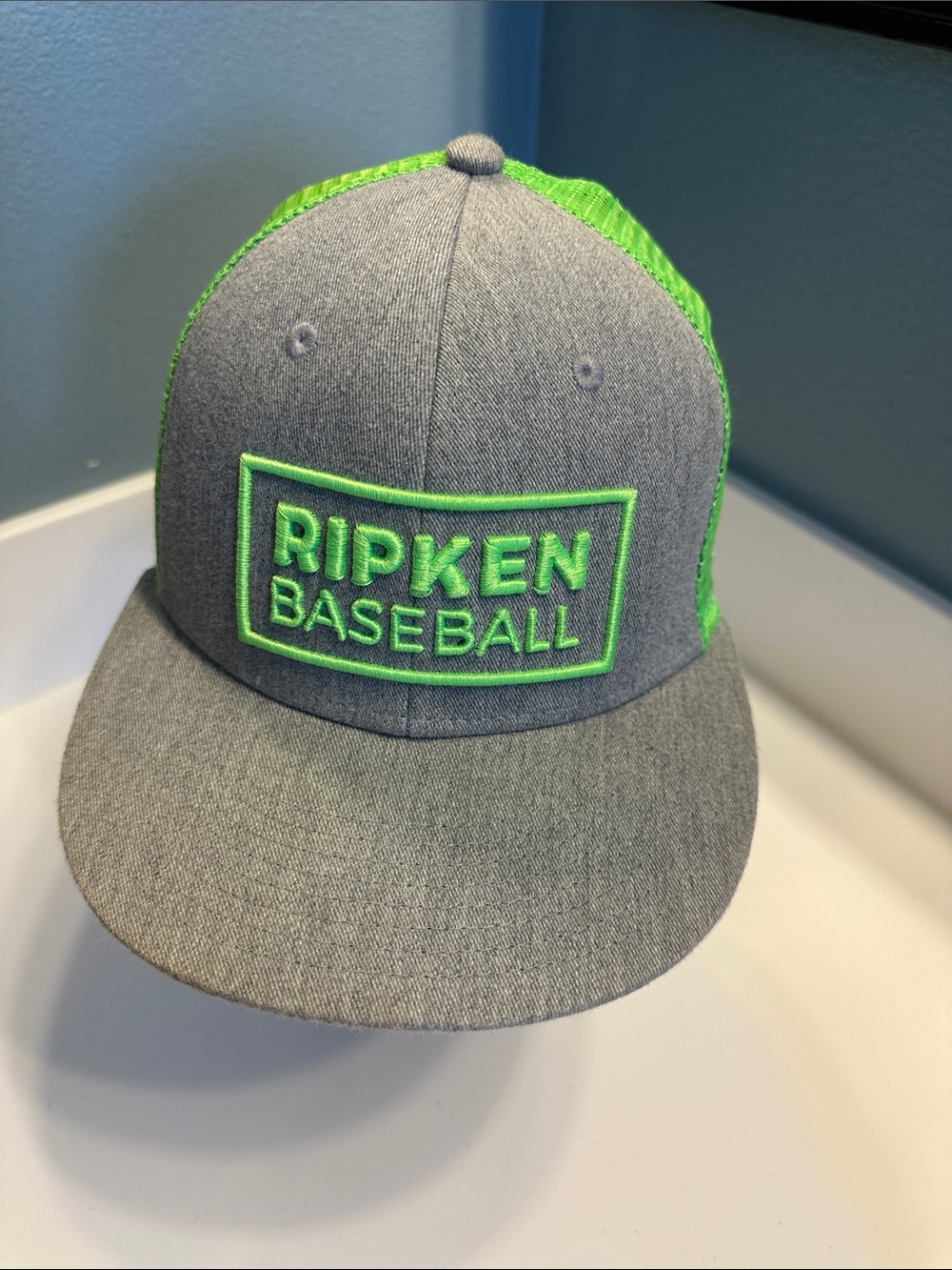 Ripken Baseball Snapback Hat - Gray & Neon Green